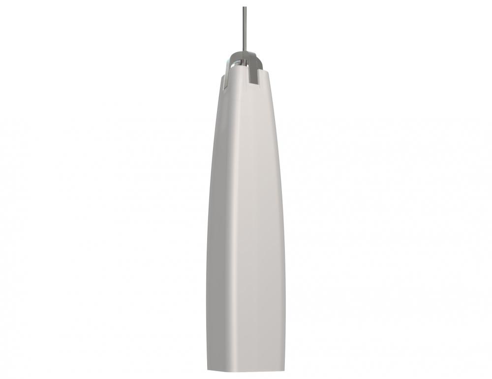 One Light Satin Nickel White Glass Down Mini Pendant