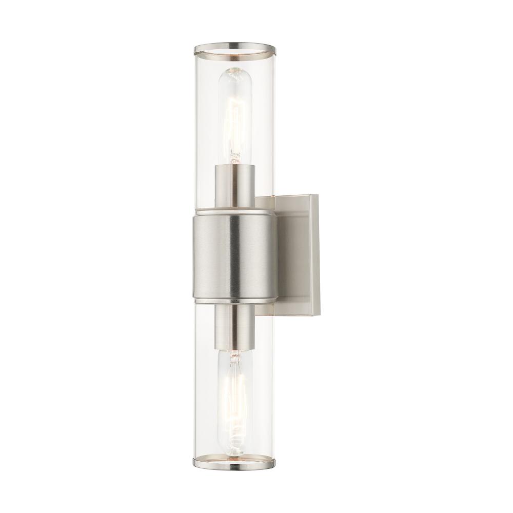 2 Light Brushed Nickel Vanity Sconce