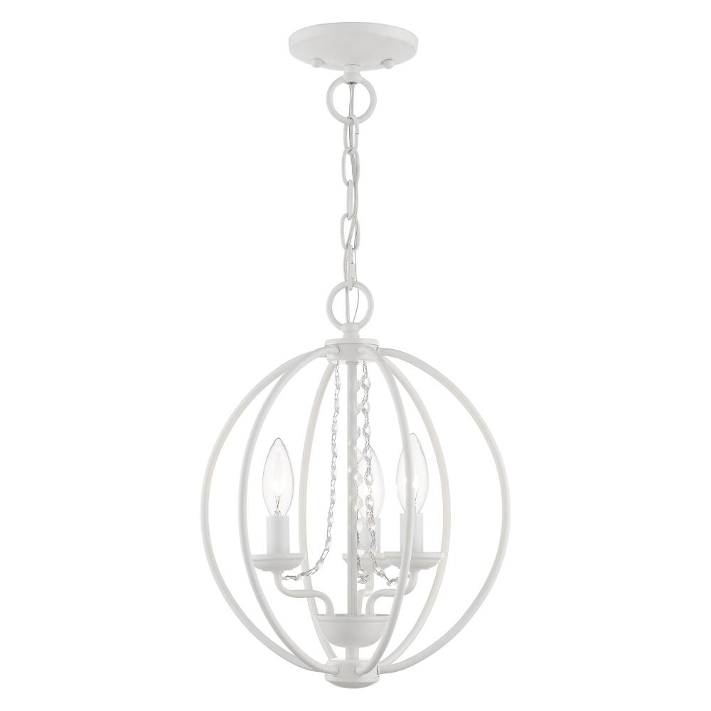 3 Light White Globe Convertible Mini Chandelier/ Semi-Flush