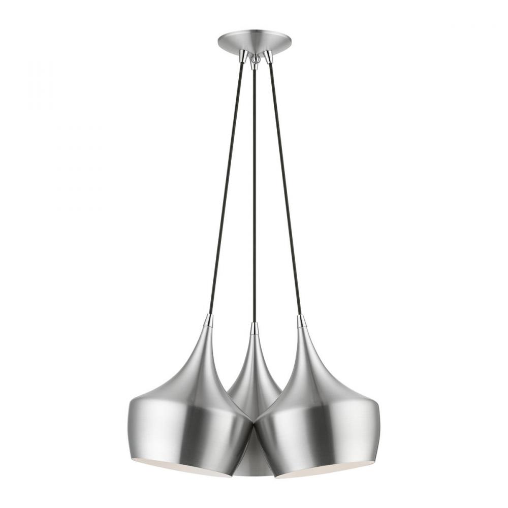 3 Light Brushed Aluminum Cluster Pendant