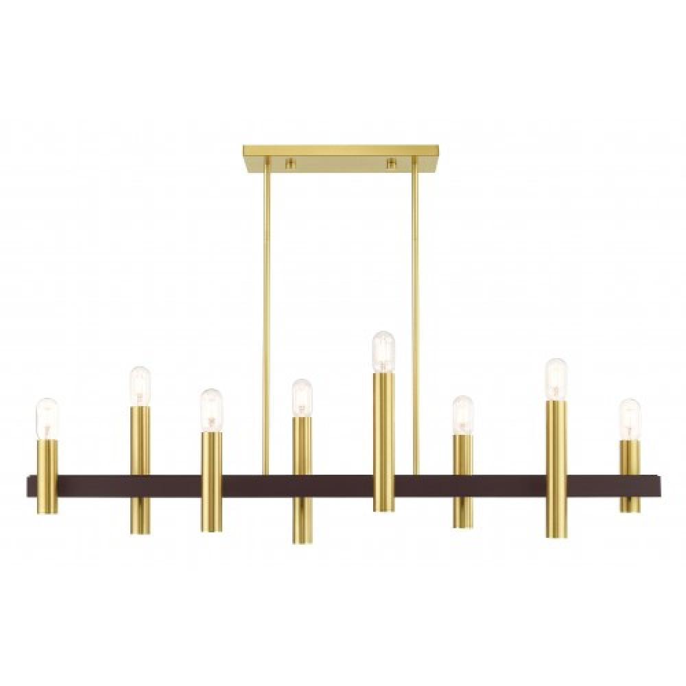 8 Lt Satin Brass & Bronze Linear Chandelier