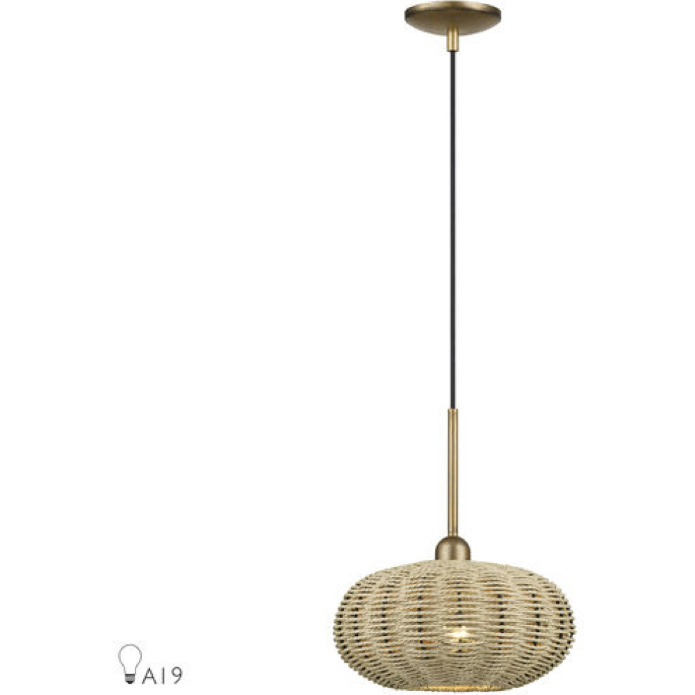 1 Light Antique Gold Leaf Pendant