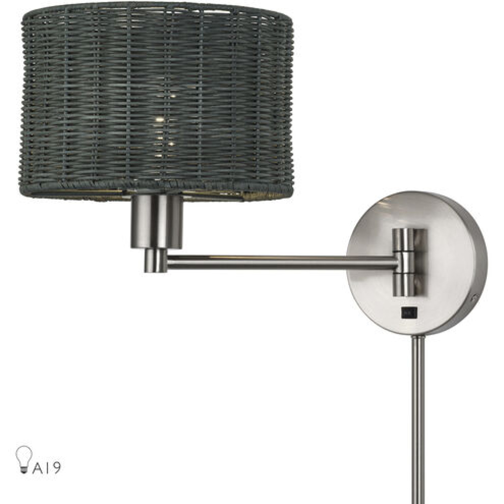 1 Light Black Swing Arm Wall Lamp