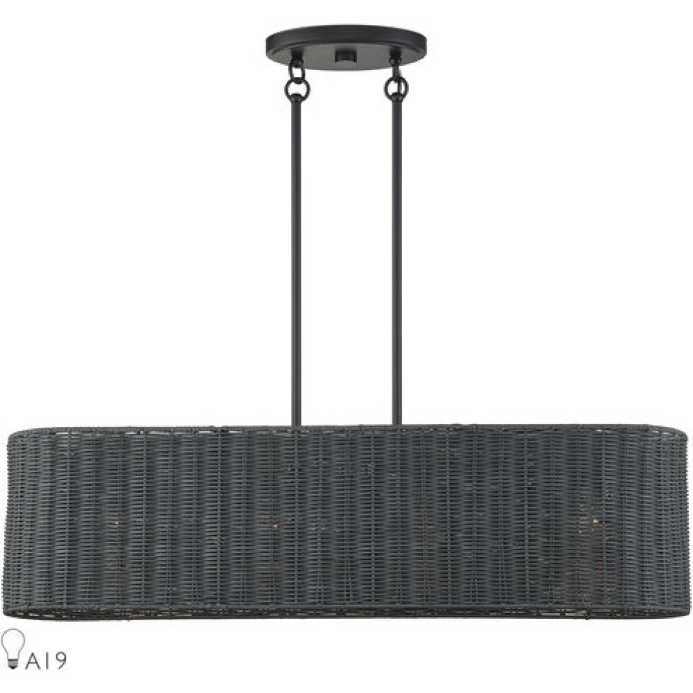 4 Light Black Large Linear Chandelier