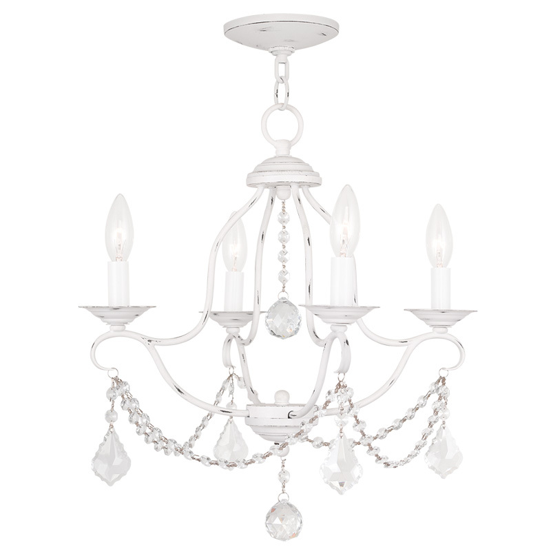 4 Light Antique White Mini Chandelier