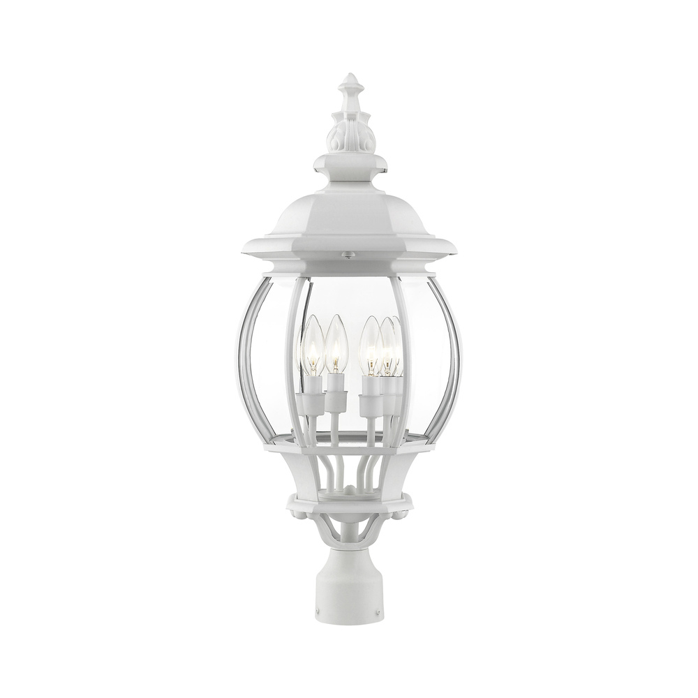 4 Lt Textured White  Outdoor Post Top Lantern