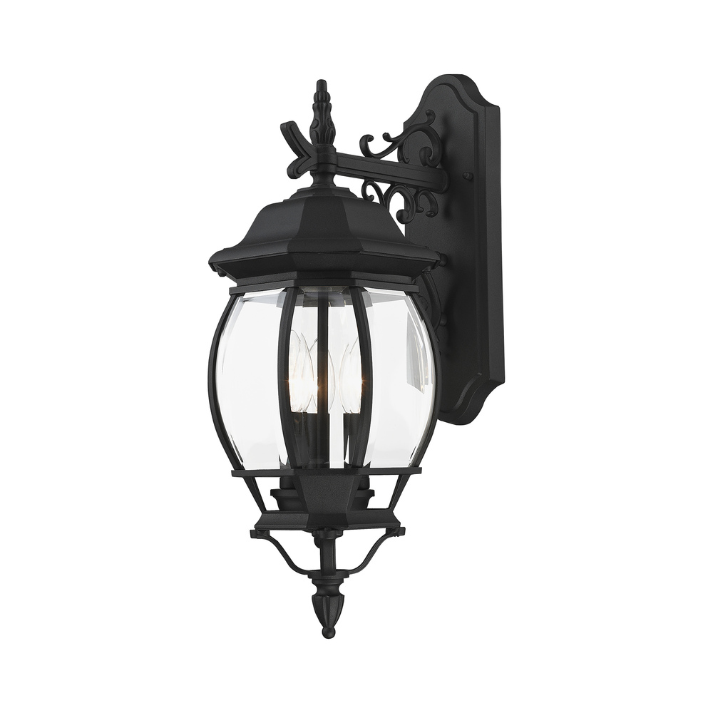 3 Lt Textured Black Outdoor Wall Lantern