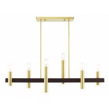 Livex Lighting 46866-12 - 6 Lt Satin Brass & Bronze Linear Chandelier