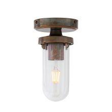 Mullan Lighting MLCF102ANTBRSCR - Oregon-B Ceiling Light | Antique Brass | Crackled Glass