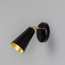 Mullan Lighting MLWL332PCMBK - Cashel Wall Light | Matt Black | Brass Inner