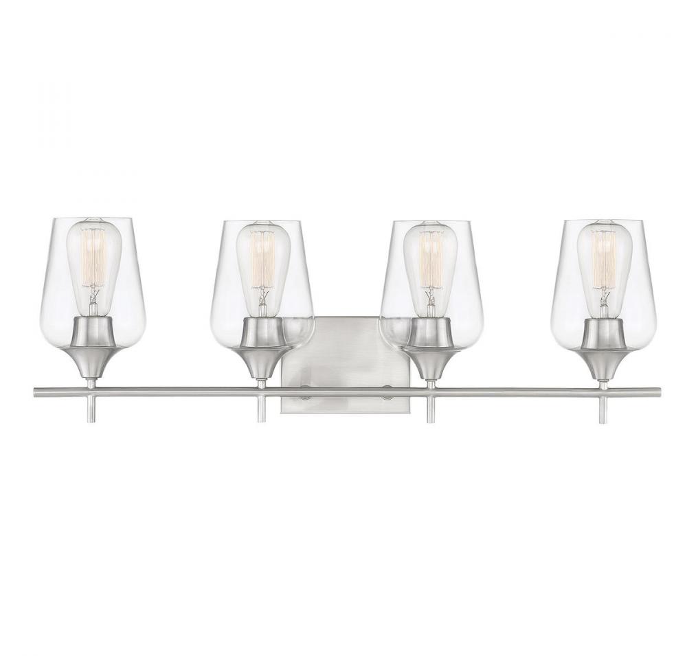 Octave 4-Light Bathroom Vanity Light in Satin Nickel