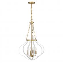 Savoy House 7-4866-4-142 - Mercer 4-Light Pendant in White and Warm Brass