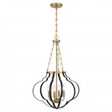 Savoy House 7-4866-4-143 - Mercer 4-Light Pendant in Matte Black and Warm Brass