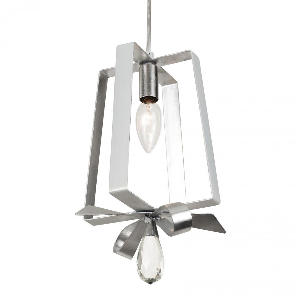 Posh 1-Lt Tall Mini Pendant - Pearl/Silver Leaf