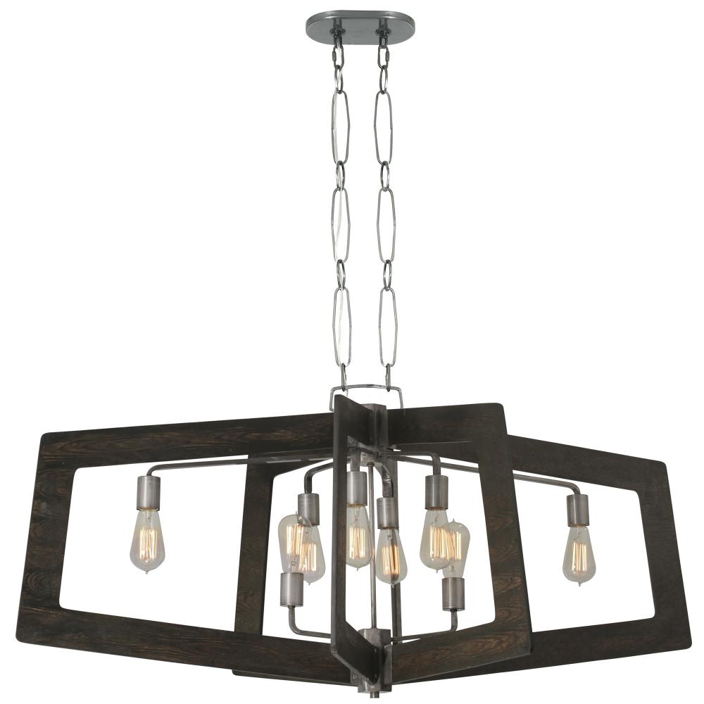 Lofty 8-Lt Linear Pendant - Steel/Zebrawood