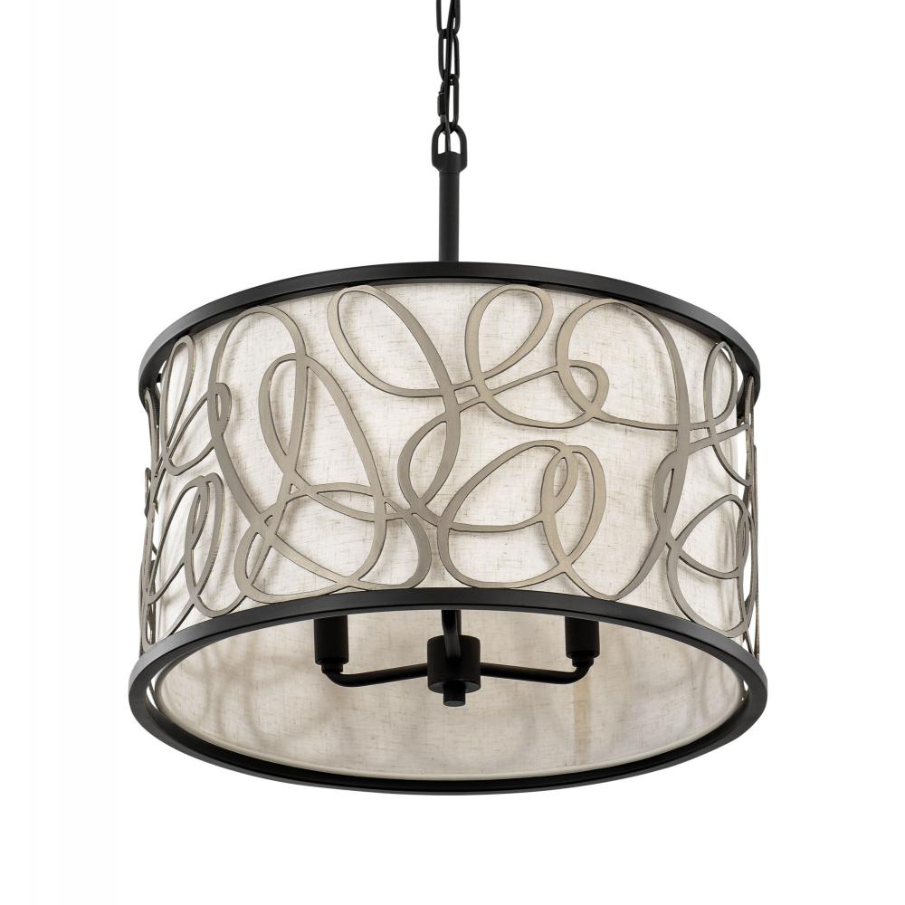 Scribble 3-Lt Convertible Pendant/Semi-Flush - Matte Black/Artifact