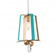 Varaluz 263M01TAQGL - Posh 1-Lt Tall Mini Pendant - Aqua/Gold Leaf