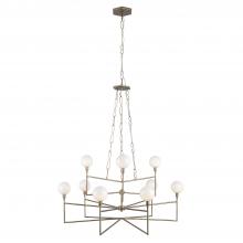 Varaluz 314C09HG - Bodie 9-Lt Chandelier w/ Glossy Opal White Glass - Havana Gold