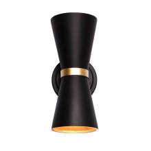 Varaluz 390W02MBFG - Mad Hatter 2-Lt   Sconce - Matte Black/French Gold