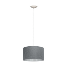 Eglo 202943A - 1 LT Pendant w/ Matte Nickel Finish & Grey w/ Silver Interior Fabric Shade