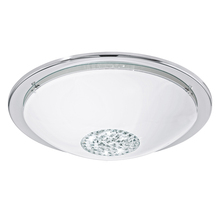 Eglo 204064A - 1 LT Integrated LED Ceiling Light w/ Chrome Finish & White & Clear Glass w/ Glass Stones