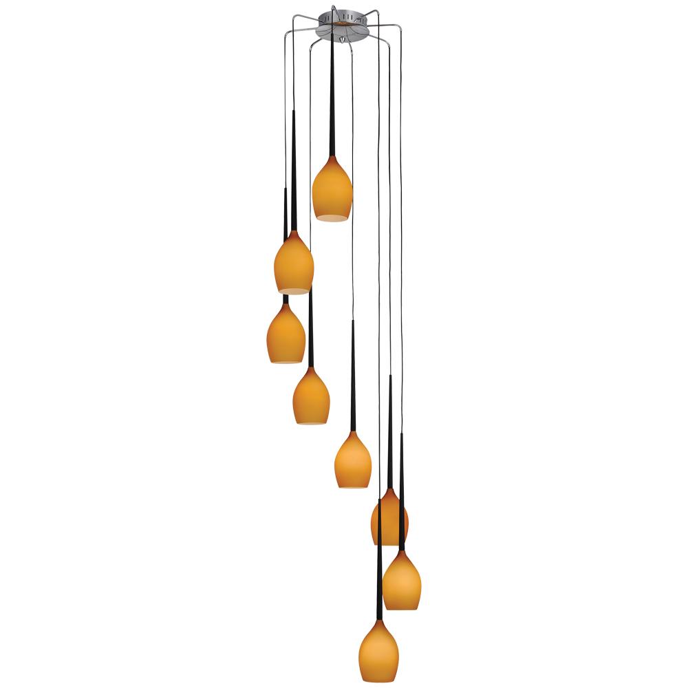 8 Light Mini Pendant Dew Collection 67028 AMB/BK