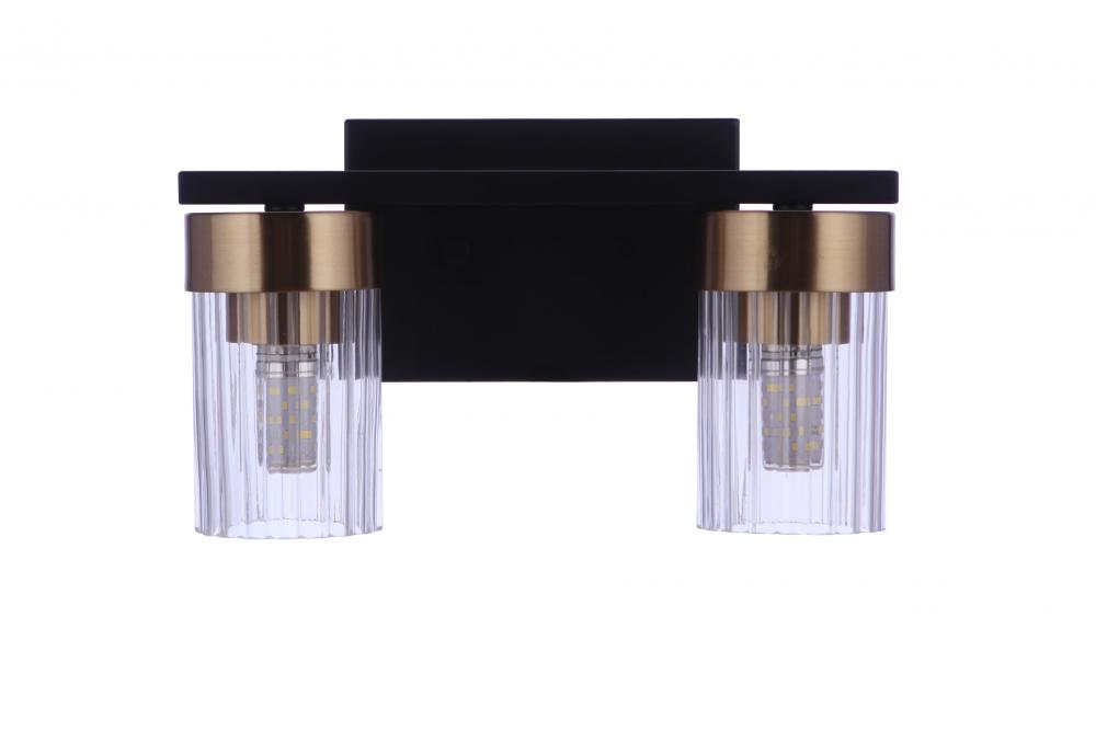 Bond Street 2 Light Vanity in Flat Black/Satin Brass