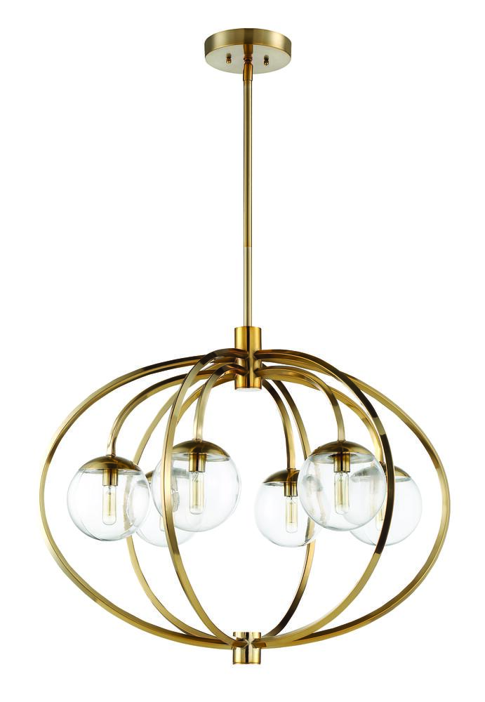 Piltz 6 Light Chandelier in Satin Brass