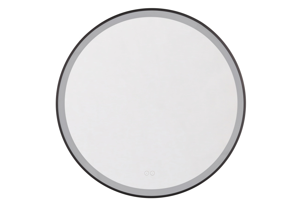 Ross 32" Framed Round Front Lit LED Mirror, Defogger & Dimmer, 3000-5000K, in Flat Black
