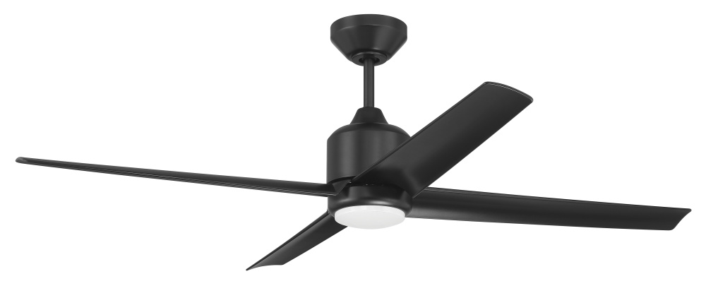 Quell 52" 4-Blade Indoor/Outdoor (Damp) Ceiling Fan in Flat Black w/ Flat Black Blades