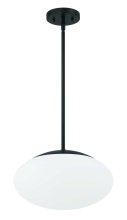 Craftmade 56894-FB-WG - Gaze 14" 1 Light Oval Pendant in Flat Black, White Glass