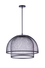 Craftmade P1006FB-LED - 24.25” Diameter Sculptural Statement Metal Mesh Dome 2 Shade Pendant in Flat Black