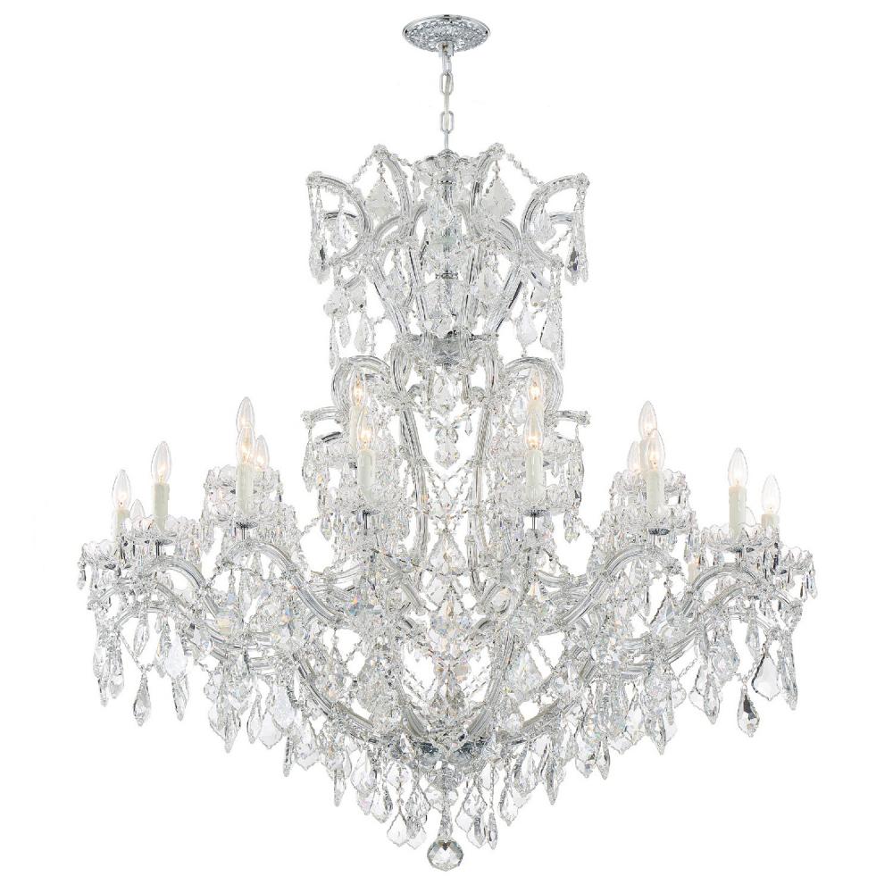 Maria Theresa 25 Light Hand Cut Crystal Polished Chrome Chandelier