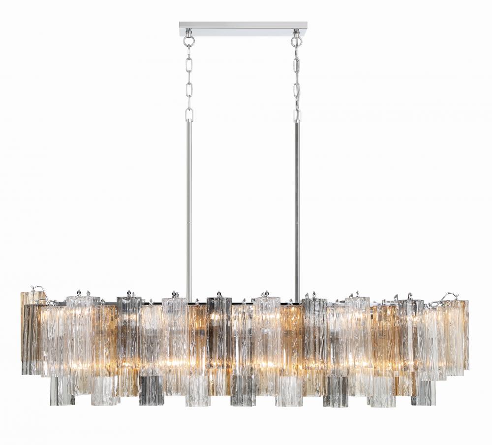 Addis 14 Light Polished Chrome Linear Chandelier