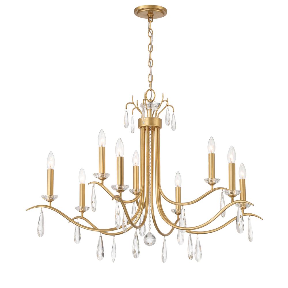 Rollins 9 Light Antique Gold Chandelier