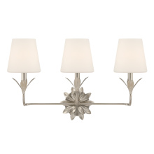 Crystorama 573-OP-SA - Broche 3 Light Antique Silver Bathroom Vanity