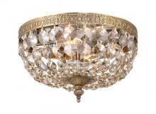 Crystorama 710-OB-GT-MWP - Crystorama 2 Light Golden Teak Crystal Olde Brass Flush Mount