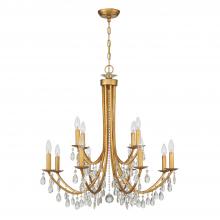 Crystorama 8829-GA-CL-MWP - Bridgehampton 32'' Hand Cut Crystal Antique Gold Chandelier