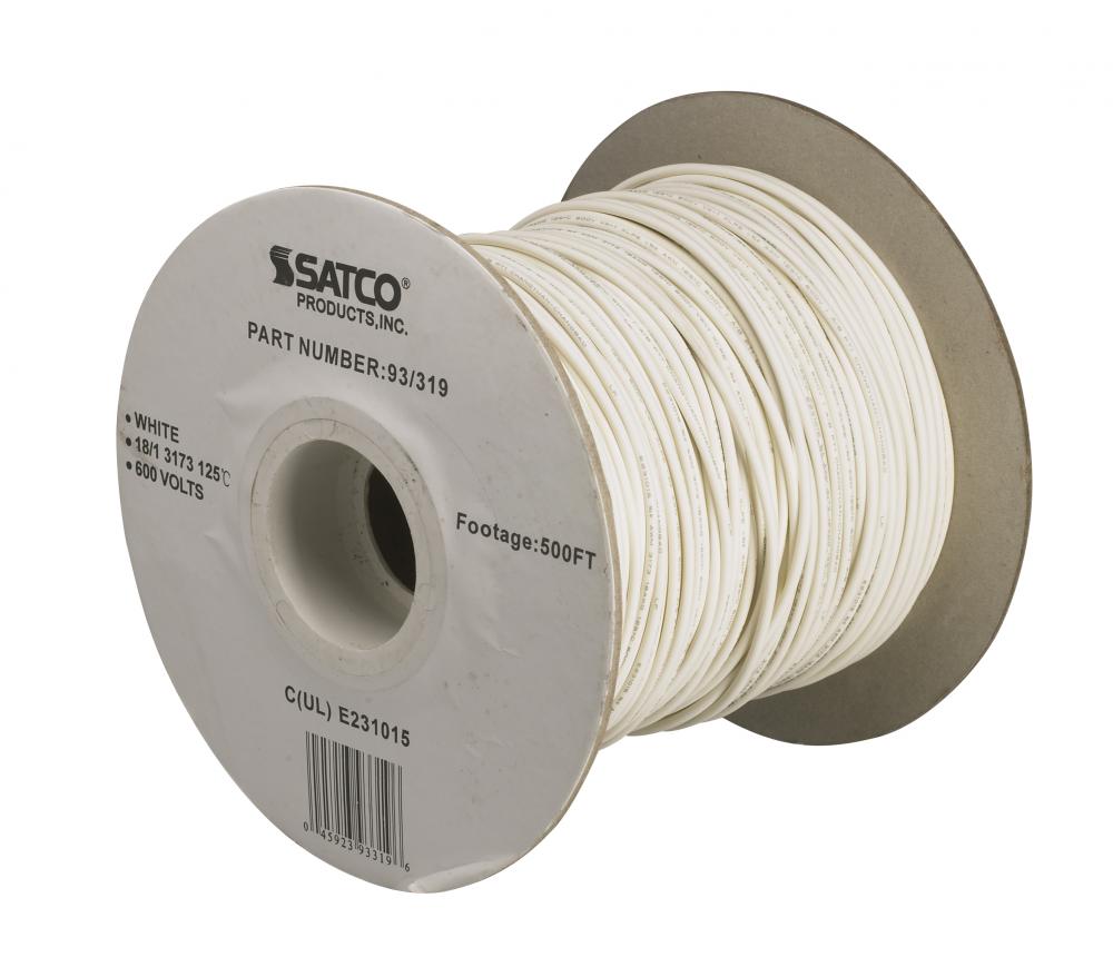 Lighting Bulk Wire; 18/1 Stranded AWM UL 3173 125C; 500 Foot/Spool; White