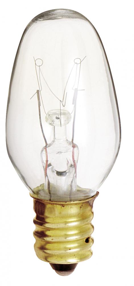 4 Watt C7 Incandescent; Clear; 3000 Average rated hours; 16 Lumens; Candelabra base; 120 Volt;