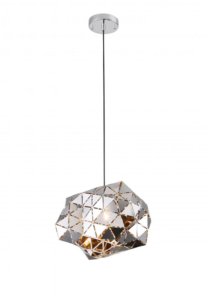 1-Light Chrome Metal ORB Frame Single Pendant