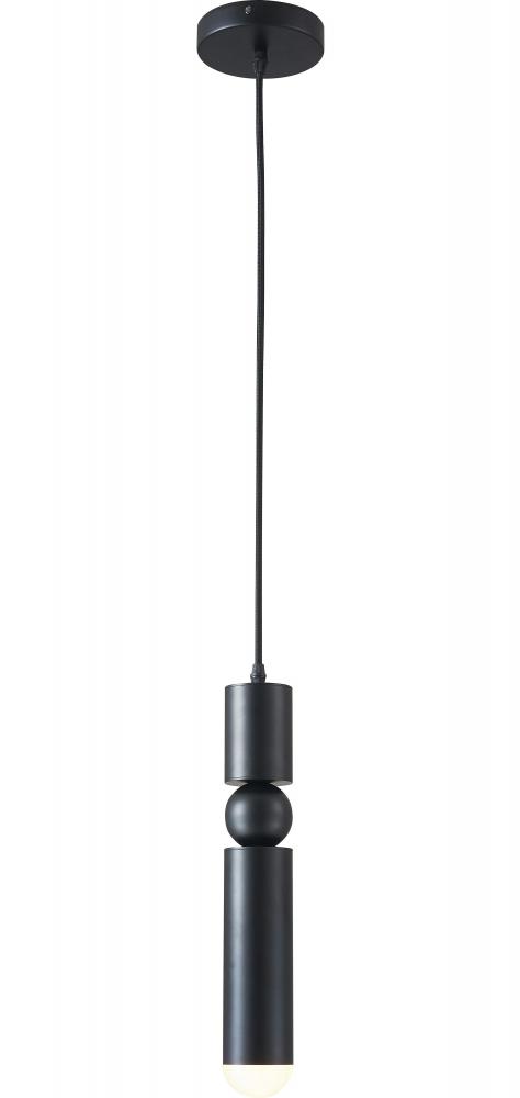 1-Light Matte Black Single Pendant With A Rounded Base Tip