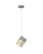 Bethel International GL445P8CH - 1-Light Chrome Cubed Pendant With A Clear Distorted Glass Shade