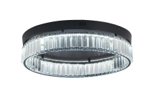 Bethel International GL449FM20BK - 1-Light Black Dimmable LED Flush Mount With Clear Crystals