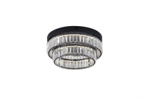 Bethel International GL450FM15BK - 2-Light Black Dimmable LED Flush Mount With Clear Crystals
