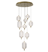 Bethel International GL454C24BR - 9-Light Flushed Brass Dimmable LED Chandelier With Hanging Clear  PC shades