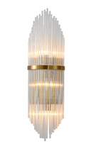 Bethel International MU25S - 2-Light Antique Brass Metal Wall Sconce With Clear Glass Rods