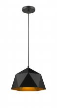 Bethel International YS7702-1PS-BK - 1-Light Black Metal Shade Pendant With A Gold Interior