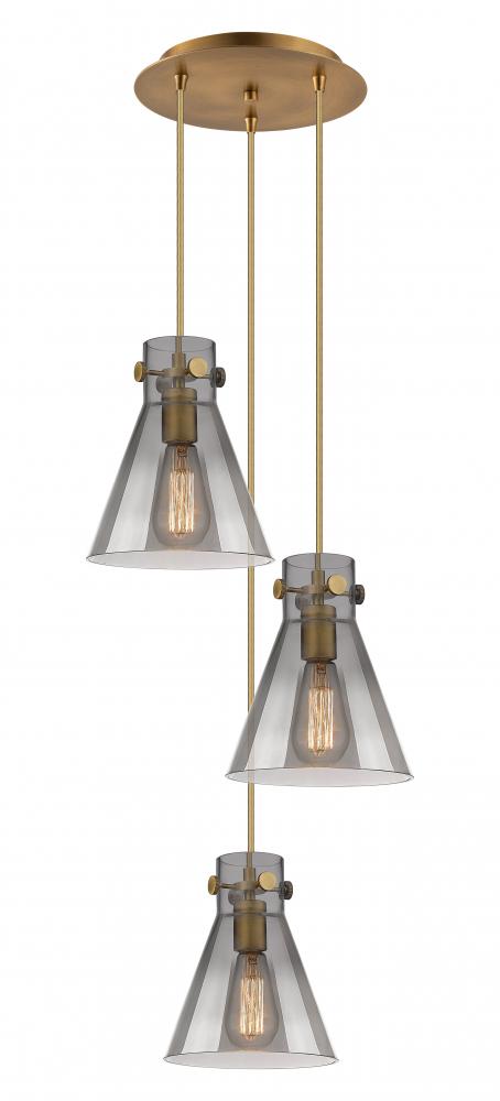 Newton Cone - 3 Light - 16 inch - Brushed Brass - Multi Pendant