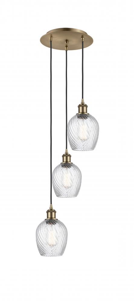 Salina - 3 Light - 12 inch - Antique Brass - Cord Hung - Multi Pendant